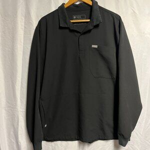 Black Figs XL Technical Collection Scrub Top Long Sleeve Collar Uniform Medical